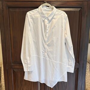 Foxcroft Asymmetrical White Button-Down Shirt